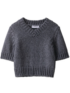 Maglione Casual da <span class=keywords><strong>Donna</strong></span> in <span class=keywords><strong>Maglia</strong></span> <span class=keywords><strong>Beige</strong></span> con Maniche Corte e Collo Tondo per l'Autunno - Product Image 3