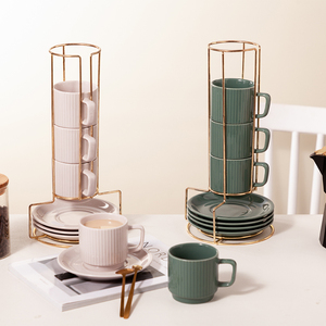 Biểu Tượng Tùy Chỉnh In Trắng Sứ Tea Party Ly Cà Phê Stackable Gốm <span class=keywords><strong>Espresso</strong></span> Cup Và Chiếc Đĩa Đặt Với Đứng - Product Image 1