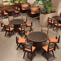 Ensemble de table et de chaises en bois laminé chêne, meubles modernes personnalisés pour hôtels et restaurants commerciaux