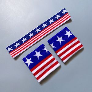Nhà máy tùy chỉnh bán buôn đàn hồi bông thêu thể thao sweatband Headband dây đeo cổ tay - Product Image 4