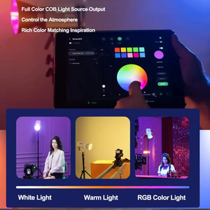 Luz de Video RGBWW a Todo Color de 300c/150c 2500k-7500k con Control por Aplicación, 300w, Portátil de Aluminio para Uso con Cámara - Product Image 2