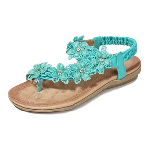 Sandalias de Playa para Mujer, Nuevas Sandalias Planas con Plataforma de Flores y Cristales de Imitación, Sandalias de Plataforma, Chanclas, Sandalias de Cuña - Product Image 3