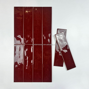 Carrelage mural en céramique brillant <span class=keywords><strong>rouge</strong></span> bordeaux, carreaux de type métro rectangulaires longs pour cuisine et salle de bain, vente en gros pour projets hôteliers et de spas - Product Image 1