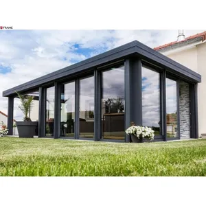 Empat musim keamanan bening Modular prefabrikasi Villa teras luar ruangan dengan pintu kaca lipat luar ruangan teras kaca sunroo