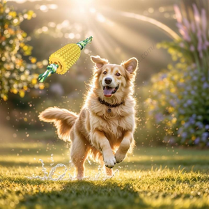 Jouet à mâcher durable pour chien en forme de maïs, bâton molaire avec fonction couineuse, en caoutchouc, coton et nylon, emballé en sachet, vente en gros - Product Image 5