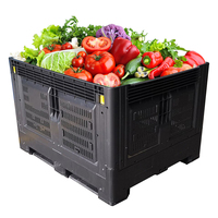 Caisse de palette en plastique HDPE robuste, recyclable, empilable et pliable pour le stockage industriel, idéale pour les pommes/oignons/tomates/mangues