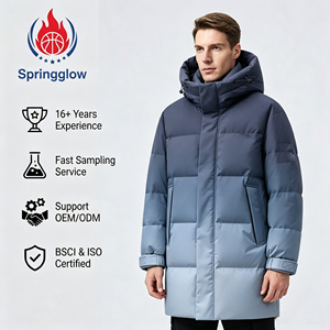 Veste matelassée décontractée à fermeture éclair pour homme grande taille, dégradé bleu ombré, à capuche, coupe-vent, parka d'hiver, logo personnalisé OEM, vente en gros - Product Image 1