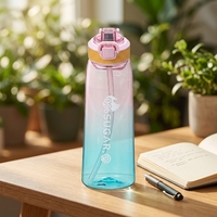 Bouteille en plastique anti-fuite de qualité alimentaire sans BPA avec couvercle à ouverture rapide pour la randonnée, l'école, le bureau et la bibliothèque
