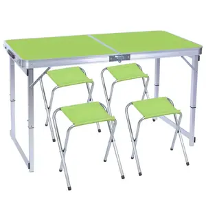 Schlussverkauf Fabrik direktlieferung Outdoor Aluminiumlegierung faltbar Camping Esstische Outdoor-Tische Klappbank Tisch-Set mit Stühlen
