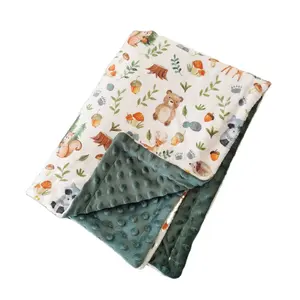 ผ้าห่อตัวเด็กทารกแบบสั่งทำขายส่ง ผ้าห่มมิงกี้ลายจุด ผ้าห่อตัวเด็กทารกแบบมัสลิน - Product Image 1