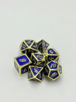 Set Dadu DND Polihedral Paduan Seng Ukiran Naga Biru Buatan Tangan Mewah untuk Permainan RPG