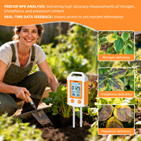 90 °   Analyseur de sol rotatif 6-en-1 avec mesure de NPK, fertilité, température et humidité, testeur de sol numérique pour le jardinage et l'agriculture