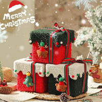 Coffret cadeau de Noël en flanelle de luxe Sac de pomme de Noël Boîtes d'emballage de Noël pour bonbons à la pomme