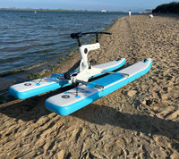 Équipement de jeux aquatiques, ponton gonflable portable, vélo aquatique à pédales avec tapis