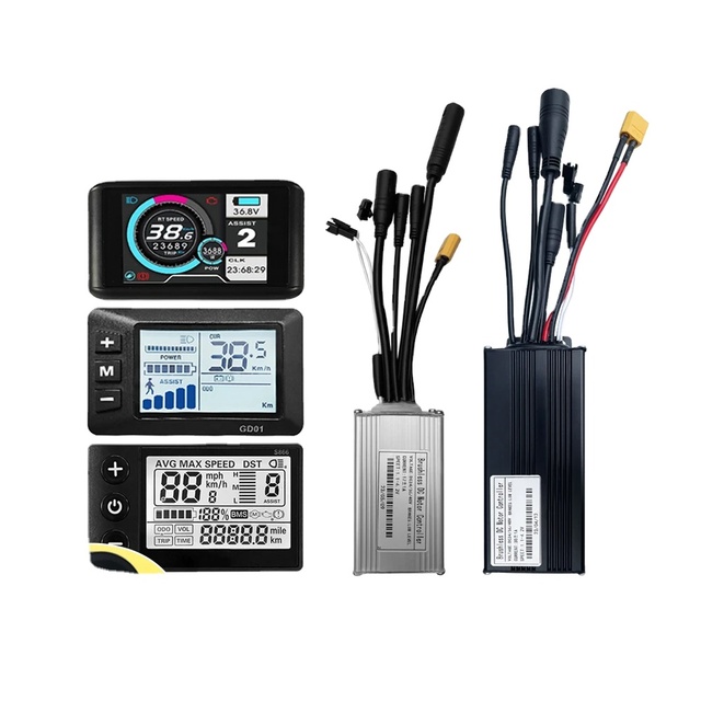 Ebike Sine Wave Waterproof Controller 36V/48V 17A 26A 30A Three-Mode with Self-learning and LCD S866 Display 350W-1000W Motor