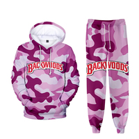 Ensemble de survêtement streetwear d'hiver en coton et polyester, imprimé par sublimation de haute qualité, motif Backwoods Cookie RAW, avec sweat à capuche et pantalon de jogging