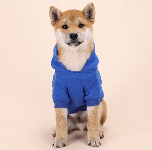 Blue Cotton Dog Hoodie Pet Sweatshirt Solid Puppy Sweater Fall Wear Matching <b>Clothes</b> - Product Image 2