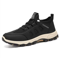 Chaussures de randonnée lumineuses pour hommes en cuir PU et maille, respirantes, avec logo personnalisé, amorti léger, antidérapantes, style décontracté – Grande Vente