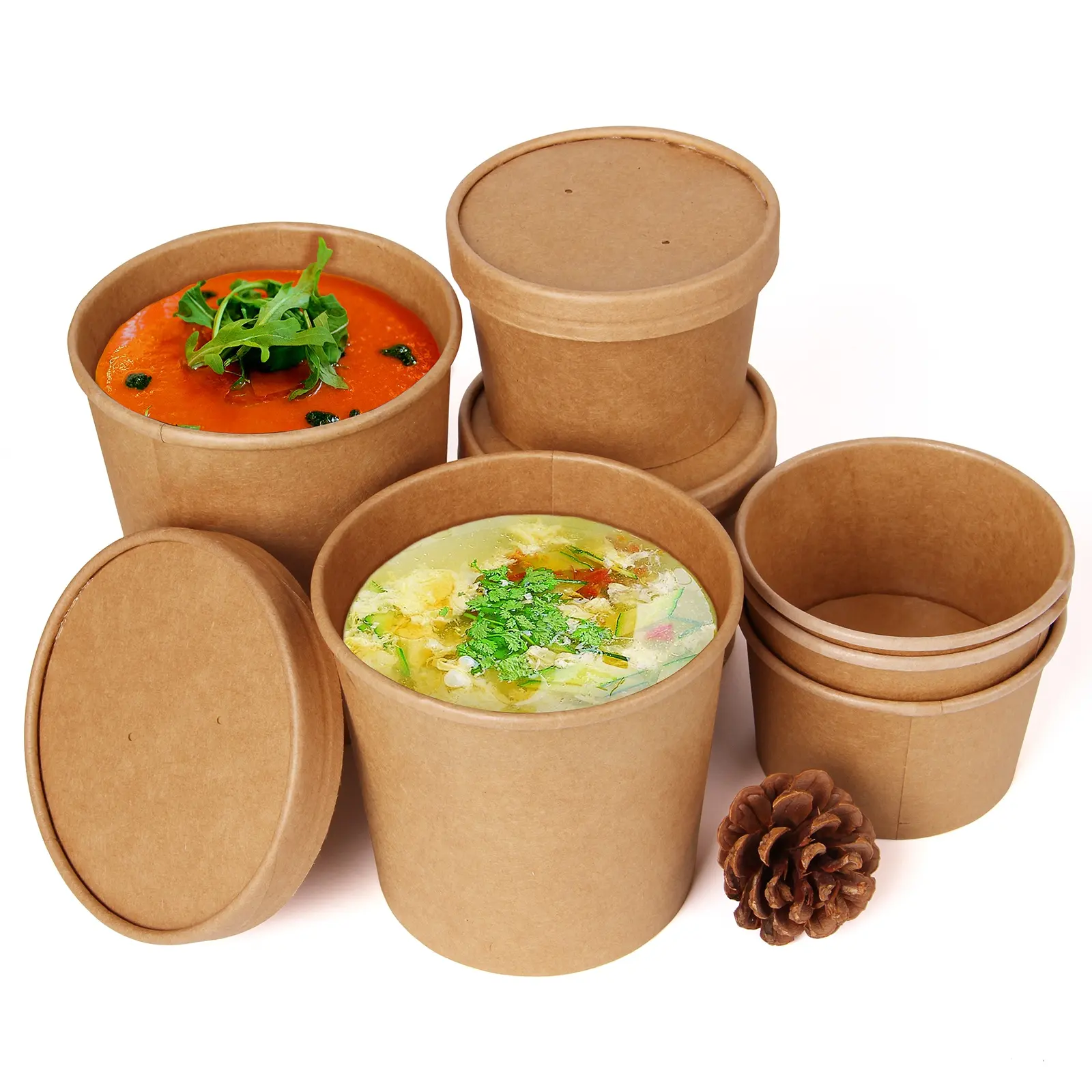 Bao Bì Thức Ăn Nhanh Dùng Một Lần Mang Đi Container Giấy Soup Cup/Giấy Noodle Cup Với Lid