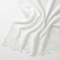 Dentelle brodée plate florale à grandes feuilles unilatérale, respirante, tricotée, style rustique, pour robe de mariée Qipao, faite à la main, blanc pur
