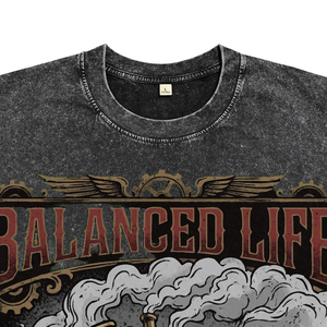 Camisetas de Algodón Transpirable para Hombre, Tallas Grandes, Color Negro Lavado al Ácido, con Estampado DTG de Robot Steampunk Personalizado, para Venta al Por Mayor - Product Image 3