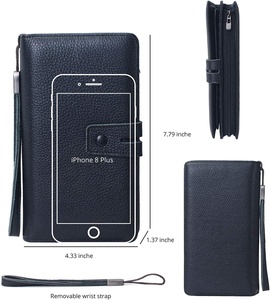 Grand <span class=keywords><strong>porte</strong></span>-monnaie en cuir Rfid avec 19 emplacements pour <span class=keywords><strong>cartes</strong></span> <span class=keywords><strong>et</strong></span> pochette à monnaie zippée - Product Image 2