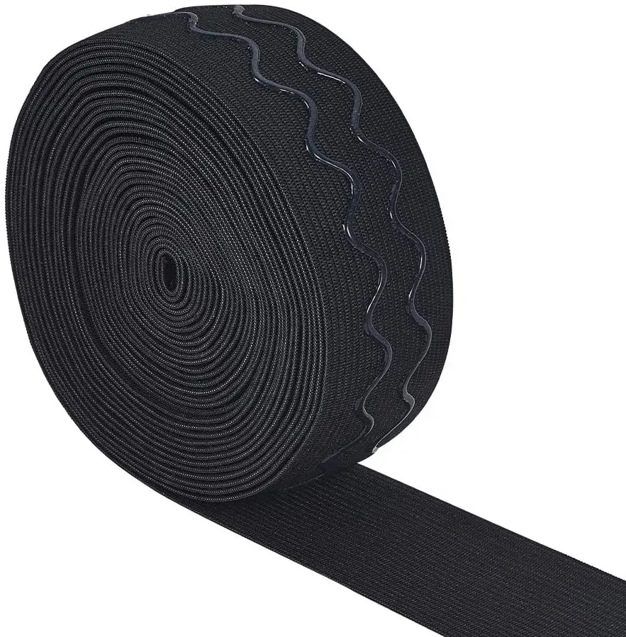 Zwart 1.5 Inch Breed 6 Meter Kledingstuk Naaiproject Gebruik Antislip Siliconen Elastische Grijperband