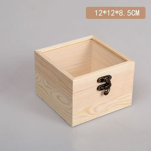 Cajas de almacenamiento de madera rectangulares de pino con tapa de vidrio para joyería, regalo, recuerdo de boda, perfume, organizador de lápices labiales - Product Image 2