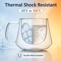 Mug à café moderne en verre borosilicate résistant à la chaleur, à double paroi, réutilisable, 200 ml, passe au lave-vaisselle, pour le camping, la rentrée scolaire