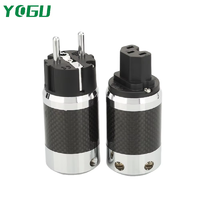 Prise d'alimentation HiFi standard européenne YOGU en fibre de carbone plaquée rhodium pour câble d'alimentation d'amplificateur audio