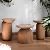 Ensemble de trois pièces en bois massif de design moderne avec comptoir en marbre Table basse en chêne