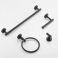 STOCCO Kit de 4 pièces en acier inoxydable SUS304 noir mat à fixation murale, porte-serviettes et porte-rouleau de papier, design moderne et écologique pour un luxe inégalé