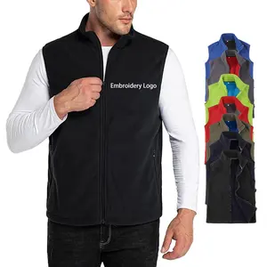 Gilet in pile Anti-Pilling da uomo tinta unita con chiusura a cerniera leggero e caldo Logo personalizzato per l'inverno