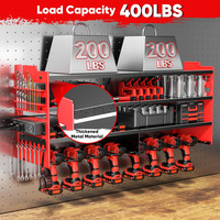 Grand support mural de rangement pour outils électriques, organisateur d'outils en métal robuste à 4 niveaux, étagère multifonction pour batteries