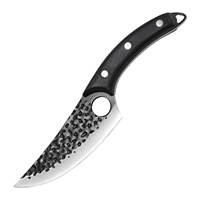 Couteau à désosser et à découper la viande en acier 4Cr13 forgé à la main avec long manche en bois pour le désossage de porc, bovins, ovins et la découpe des ventouses, usage en cuisine
