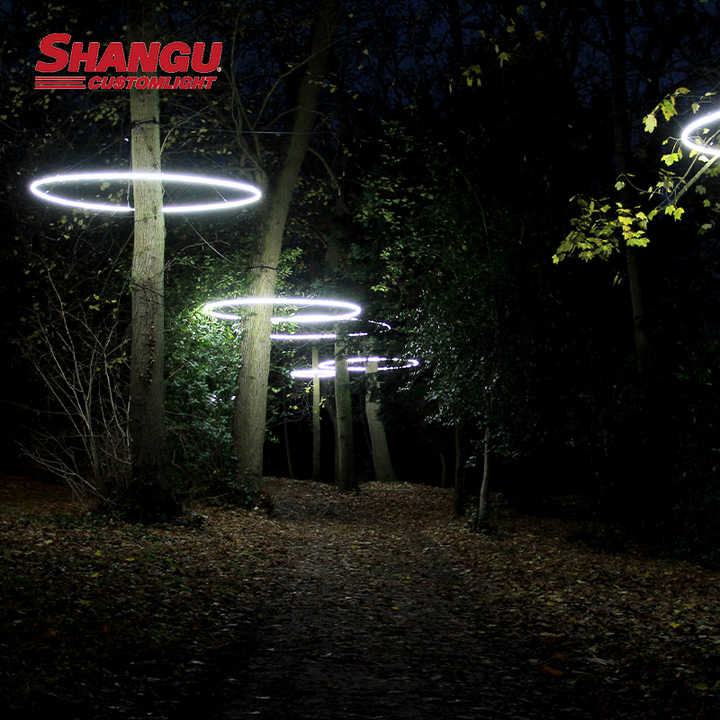 Outdoor Landscape Plants Decoration Ring Pendant Lamps Aluminum