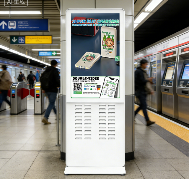 Smart Advertising Kiosk with Charging Media Display Power Bank Rental