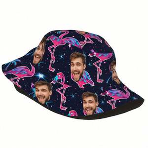 Chapeau Bob Personnalisable à Motif Dessin Animé, Design Photo Personnalisé Dessiné à la Main pour Hommes et Femmes, Idéal pour l'Été, la Plage, les Vacances, Cadeau Unique - Product Image 5