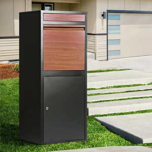 <span class=keywords><strong>Arredamenti</strong></span> per la casa da <span class=keywords><strong>esterno</strong></span> cassetta postale nera di alta sicurezza con finitura a grana di legno-cassetta di sicurezza per pacchi con lucchetto - Product Image 1