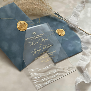 Enveloppes en velours de luxe personnalisées, cartes en acrylique gravées au laser transparentes, invitations de mariage, coffret cadeau - Product Image 1
