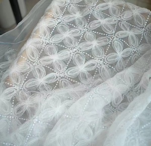 Phổ biến đính cườm 3D hoa vải tuyn hoa sequin lưới ren vải thêu hoa cô gái ăn mặc Vải tuyn ren vải chất liệu - Product Image 4