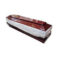 Ataúd Europeo de Madera Maciza de Alta Calidad con Tallado Intrincado e Interior de Terciopelo, Ataúd Funerario de Lujo - Personalizable