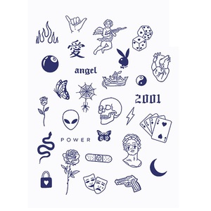 Adesivi per Tatuaggi Temporanei Senza Filigrana con Lettere dell'Alfabeto per Body Art Semi-Permanente - Product Image 2