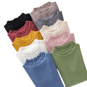 Venta al por mayor Otoño e Invierno Nuevo Slim-Fit Medio cuello alto Suéter Mujer Manga larga con borde de volantes apretado Camiseta de punto - Product Image 1