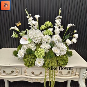 Composizione Floreale Artificiale ZIKE per Cerimonie Nuziali, Orchidea Bianca e Ortensia Verde in Seta per Scenografie di Eventi - Product Image 2