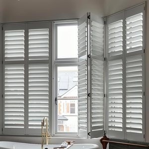 Volets en PVC en gros directement de Chine, volets intérieurs en <span class=keywords><strong>bois</strong></span> sur mesure avec lamelles réglables pour fenêtres résidentielles - Product Image 5