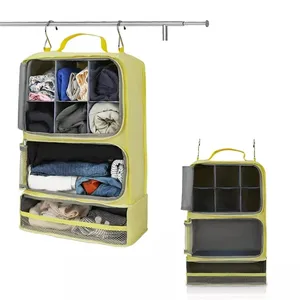 Portable Hanging Closet Clothes Shelves Organization Travel Hanging Portable Luggage Suitcase Storage Bag