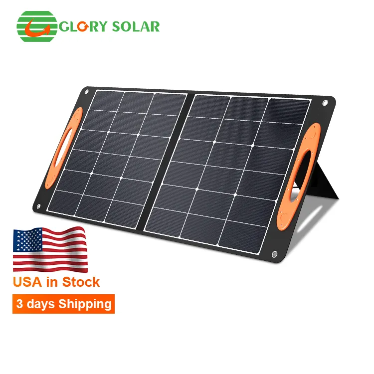 New design ETFE mono black portable solar panel 100W foldable solar panel portable folding solar panel kit with power bank