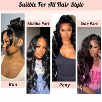 Perruque longue Body Wave 100% cheveux brésiliens Remy, double épaisseur, densité 250%, avec baby hair, nœuds décolorés, dentelle HD transparente, sans colle