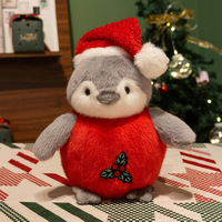 Peluche de renne de Noël personnalisée en gros avec broderie de chapeau de Père Noël et clochette pour cadeau de fêtes